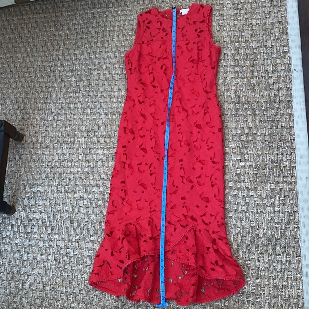 Shoshanna Red Lace Midi Dress - Picture 4 of 10